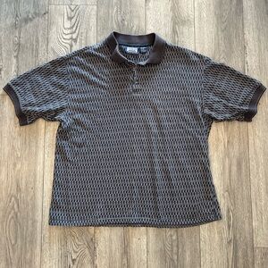 Premier International Vintage Short Sleeve Knit Polo Shirt Mens XL Geometric